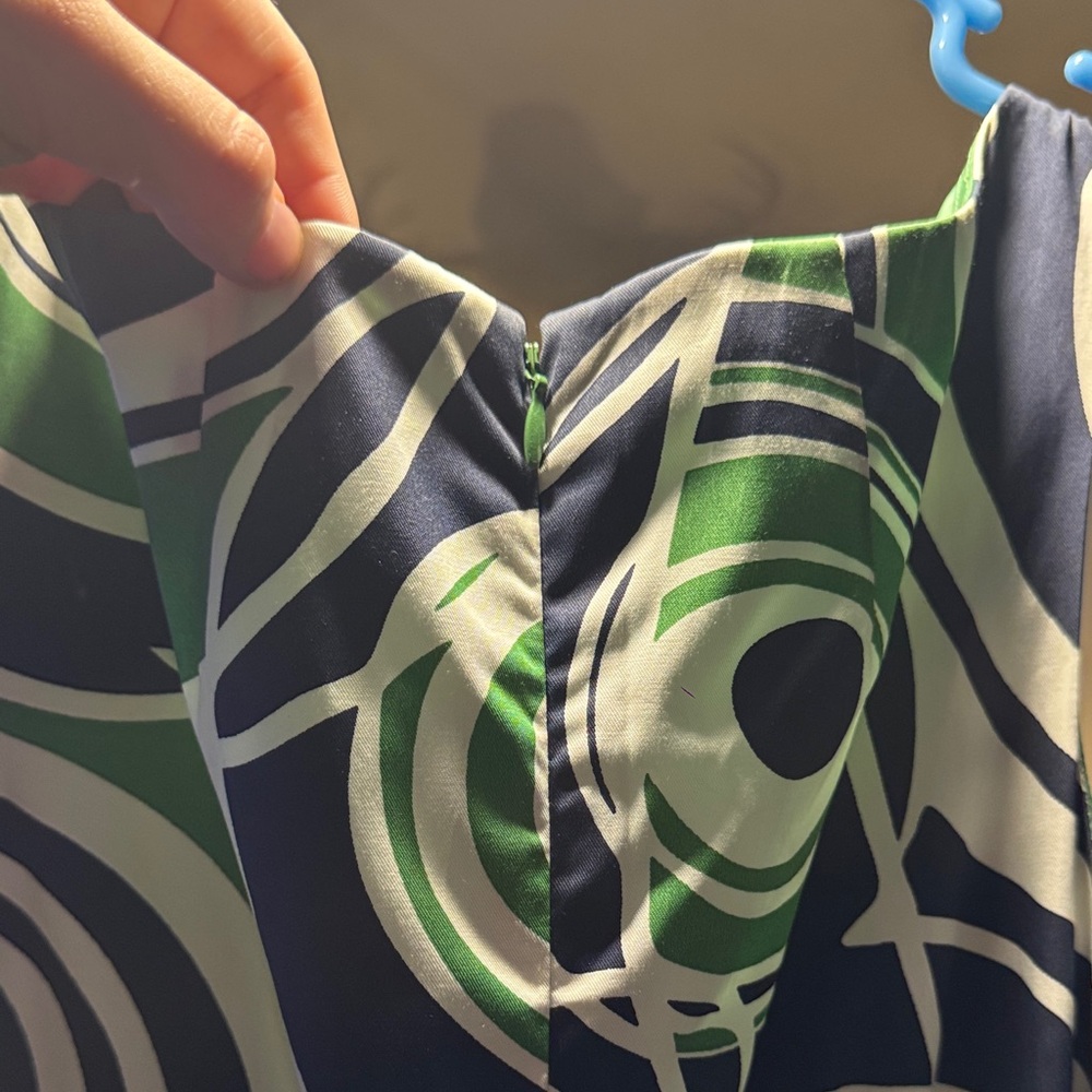 Merona Green and Navy Blue Swirl Midi Dress - Picture 4 of 9
